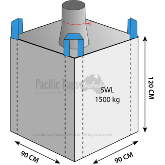 1.5 Tonne - Spout Top Closed Bottom - Bulk Bag - 90 x 90 x 120 CM