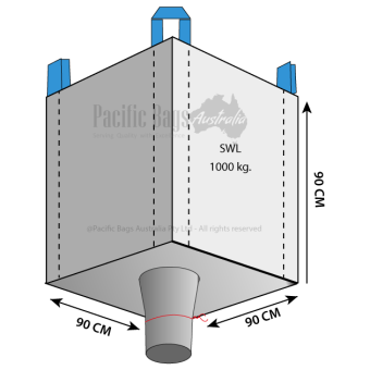 1.0 Tonne - Open Top Spout Bottom - Bulk Bag - 90 x 90 x 90 CM