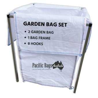 Garden Bag Full Set - 1 Aluminium Frame + 2 Garden Bag + 8 Hooks