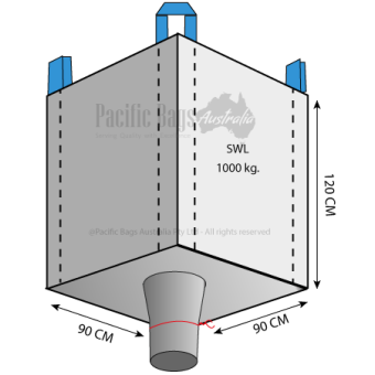 1.0 Tonne - Open Top Spout Bottom - Bulk Bag - 90 x 90 x 120 CM