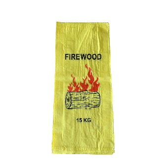 Woven Polypropylene - Printed Firewood Bag Yellow - (38 CM + 12 CM) x 86 CM