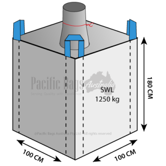 1.25 Tonne - Spout Top Closed Bottom - Bulk Bag - 100 x 100 x 180 CM