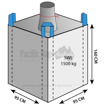 1.5 Tonne - Spout Top Closed Bottom - Bulk Bag - 95 x 95 x 160 CM